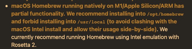 M1下运行的Homebrew